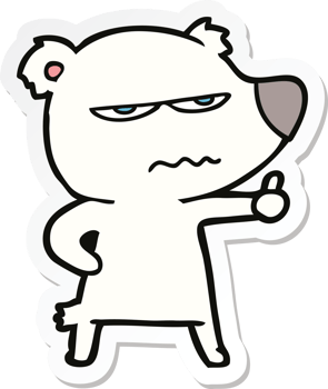 sticker of a angry bear polar cartoon giving thumbs up png