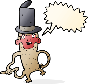 cartoon monkey wearing top hat with speech bubble png