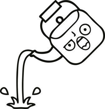 line drawing cartoon of a pouring kettle png