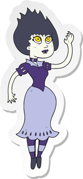 sticker of a cartoon vampire girl waving png