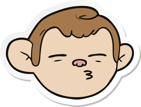 sticker of a cartoon monkey face png