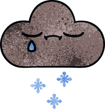 retro grunge texture cartoon of a storm snow cloud png