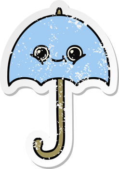 distressed sticker of a cute cartoon umbrella png