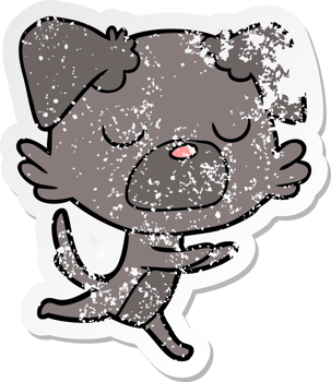 distressed sticker of a cartoon dog png