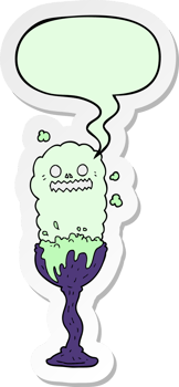 cartoon spooky halloween potion cup with speech bubble sticker png