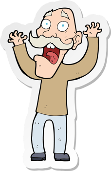 sticker of a cartoon old man getting a fright png