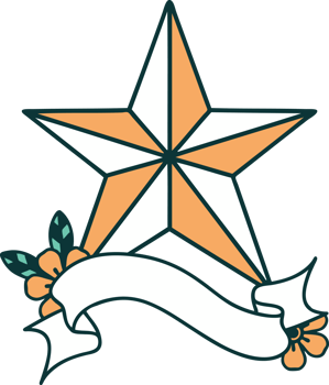 traditional tattoo with banner of a star png