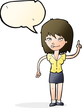 cartoon woman with idea with speech bubble png