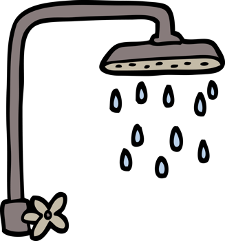 hand drawn doodle style cartoon shower head png