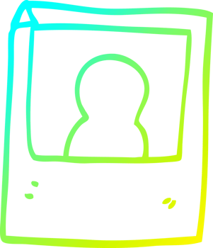 cold gradient line drawing of a cartoon instant photograph png