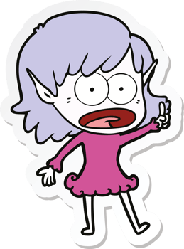 sticker of a cartoon shocked elf girl png