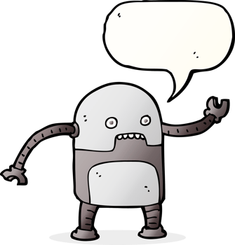 funny cartoon robot with speech bubble png