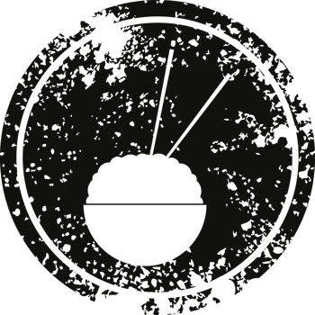 Rice bowl circular distressed symbol vector illustration png