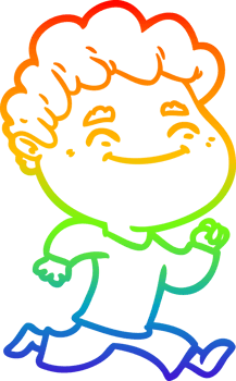 rainbow gradient line drawing of a cartoon friendly man png