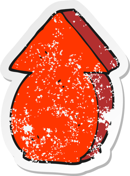 retro distressed sticker of a cartoon fat arrow pointing drawing png