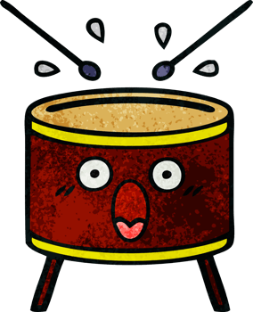 retro grunge texture cartoon of a drum png
