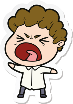 sticker of a cartoon furious man png