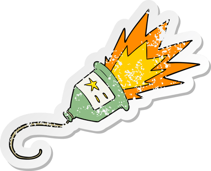 distressed sticker of a party popper cartoon png
