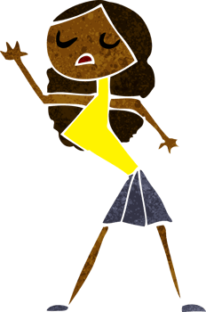 cartoon woman dancing png