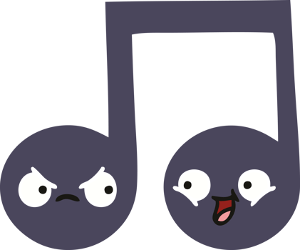 flat color retro cartoon of a musical note png
