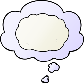cartoon cloud with thought bubble in smooth gradient style png
