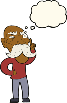 cartoon annoyed old man with thought bubble png