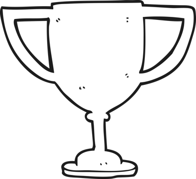 hand drawn black and white cartoon sports trophy png