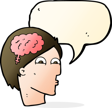 cartoon head with brain symbol with speech bubble png