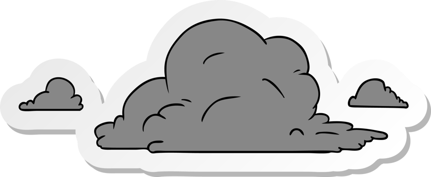 hand drawn sticker cartoon doodle of white large clouds png