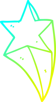 cold gradient line drawing of a cartoon shooting star png