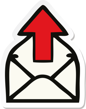 sticker of a cute cartoon email sign png