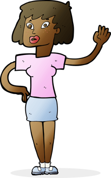 cartoon woman waving png