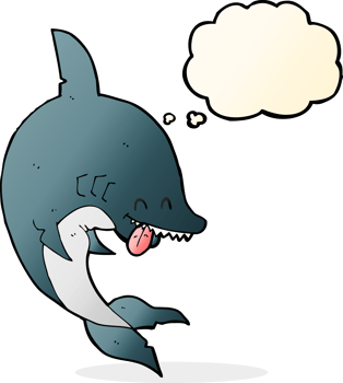 funny cartoon shark with thought bubble png