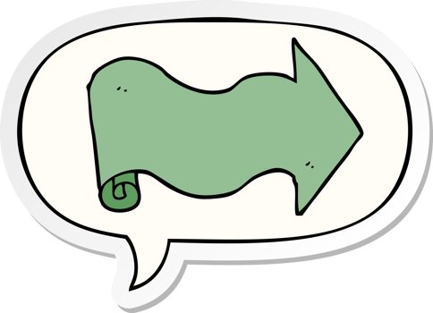 cartoon arrow with speech bubble sticker png