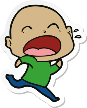 sticker of a cartoon shouting bald man png
