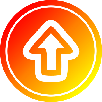 direction arrow circular icon with warm gradient finish png