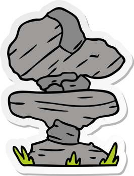 hand drawn sticker cartoon doodle of grey stone boulder png