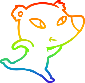 rainbow gradient line drawing of a cute cartoon polar bear png