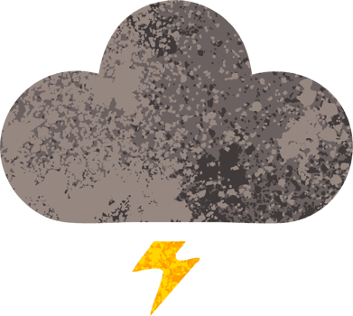 retro illustration style cartoon of a storm cloud png