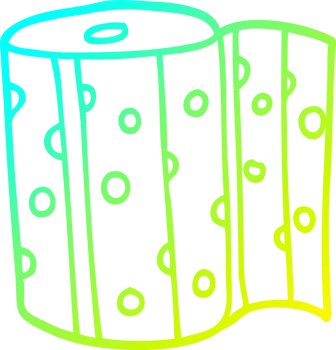 cold gradient line drawing of a cartoon dotty kitchen roll png
