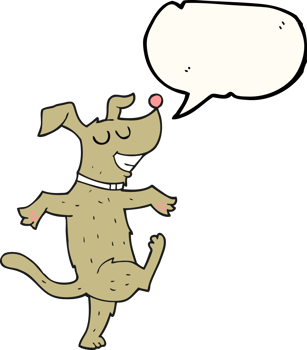 hand drawn speech bubble cartoon dancing dog png