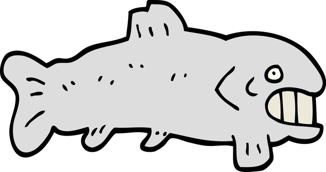 hand drawn doodle style cartoon large fish png