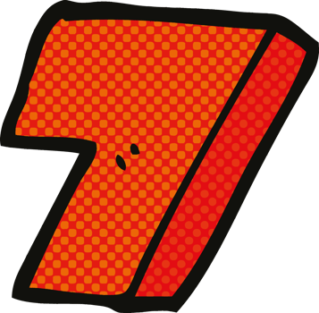 comic book style cartoon number seven png