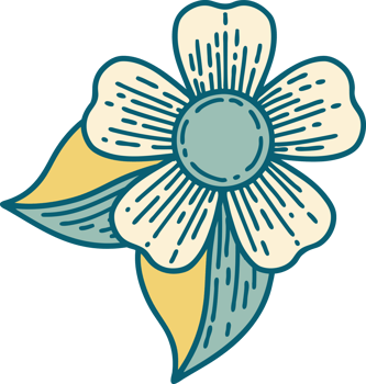 iconic tattoo style image of a flower png
