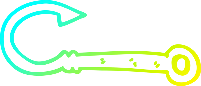 cold gradient line drawing of a cartoon fish hook png