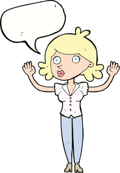 cartoon woman surrendering with speech bubble png
