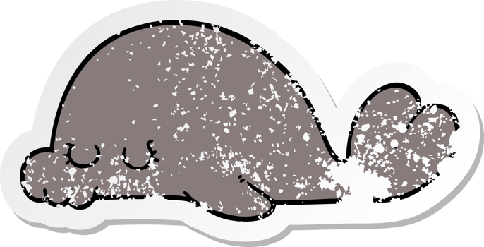 distressed sticker of a cartoon seal png