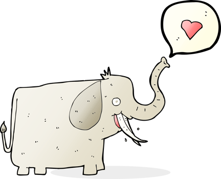 cartoon elephant with love heart png
