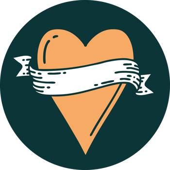 iconic tattoo style image of a heart and banner png