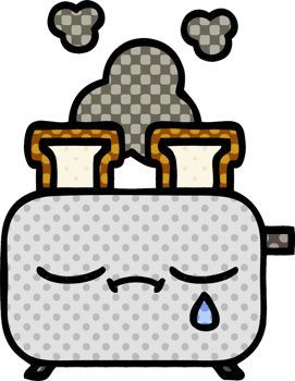 comic book style cartoon of a of a toaster png